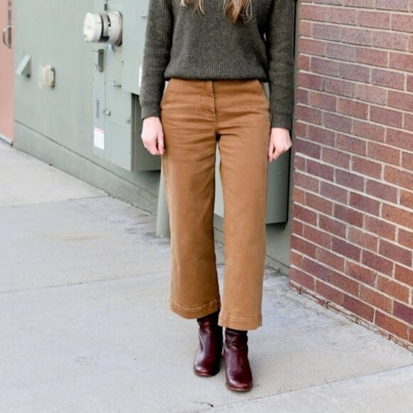 Everlane Pants - Everlane Women Size 8 Tan Cropped Wide Regular High Rise Pants